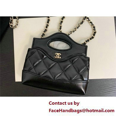 CHANEL Shiny Lambskin & Gold-Tone Metal Clutch with Chain AP3875 BLACK 2025